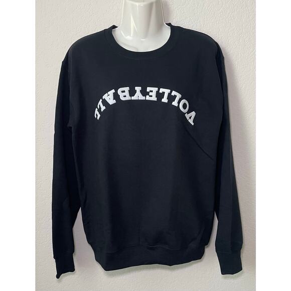 Black Volleyball Sweatshirt White Upside Down Puff Lettering Size Small NWOT - Picture 3 of 5